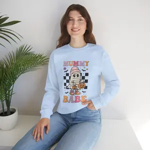 Mummy Babe Crewneck Sweatshirt | Cozy Halloween Sweater, Cute Halloween Apparel, Perfect for Fall Festivals, Gift for Her