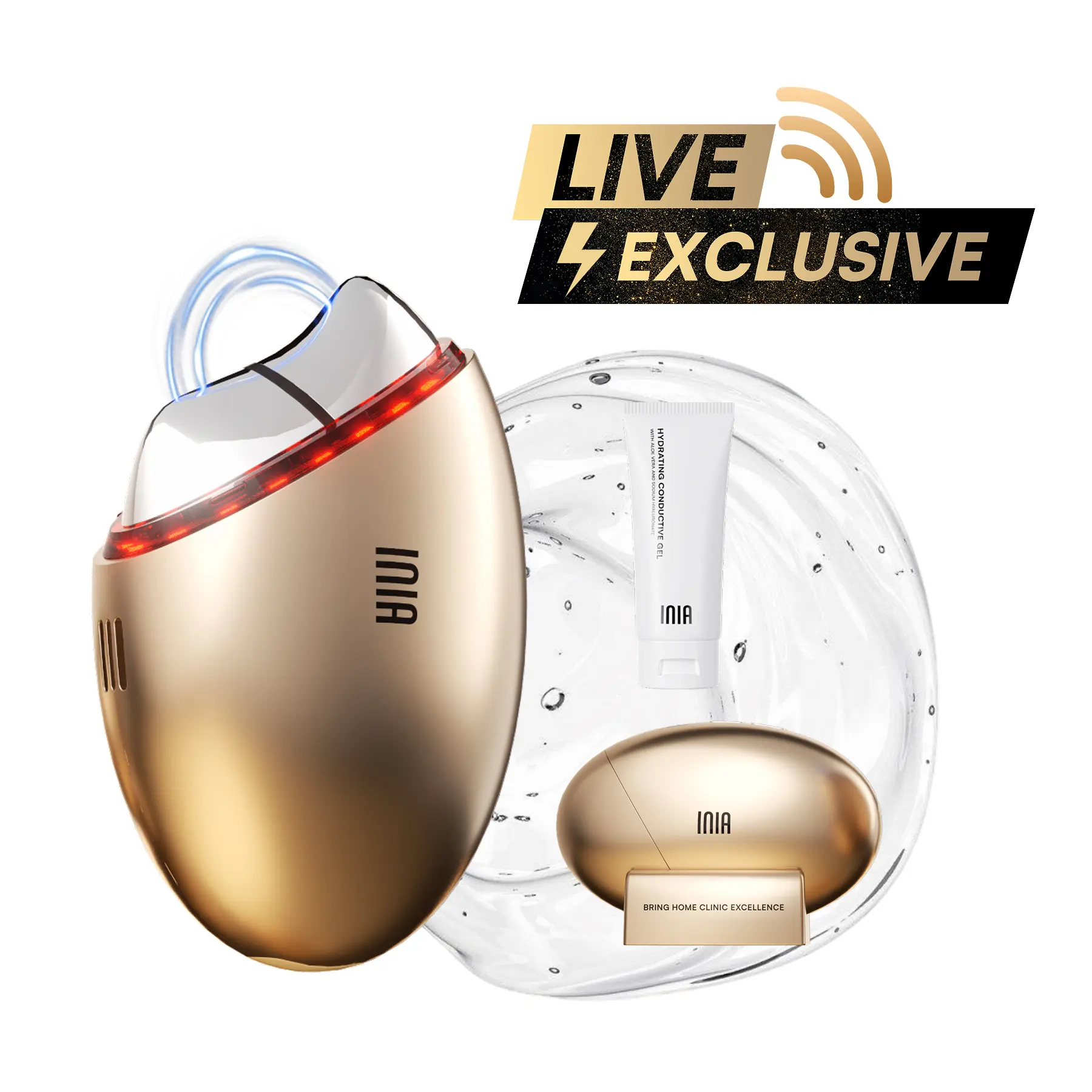【LIVE EXCLUSIVE】INIA GLACE 7-in-1 Face & Neck Sculpting Device | EMS Microcurrent, Red & Blue Light, Thermal & Cryo Therapy for Lift, Tighten, Lymphatic Drainage & De-Puff, Serum Infusion, Perfect Gift Pick，Summer Beauty Gift Ideas