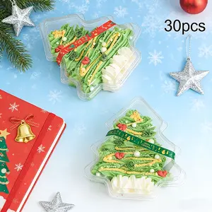 For Christmas Holiday, Baking & Gifting, Dessert Packing Solution, Christmas Tree Shape Disposable Cake Boxes, Flip-top Design Sealed Dust-proof, Effortlessly Handle Christmas Dessert Packing & Gifting, 30 Pack