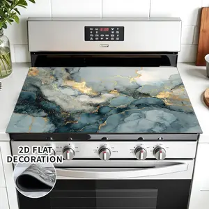Stove top cover - elegant blue, gold, black, gray, abstract design - suitable for induction cookers, gas stoves, washing machines, dryers - scratch and splash resistant - easy to clean surface - diatomaceous earth oven mat - Indoor Grill Accessories