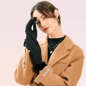 Women's Cashmere Warm Gloves Fashionable Autumn Winter Cold Resistant Touch Screen Compatible Elegant Simple Design Versatile Use