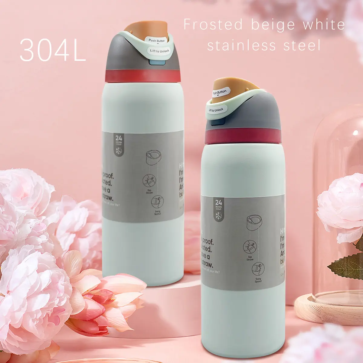 OW-(Boneyard) 32OZ/945ML Stainless Steel Double-Wall Insulated Tumbler - Leak-Proof ABS Vacuum Flask with Straw, Large-Capacity Reusable Drinkware for Beverage Preservation, Indoor, Outdoor Bicycling, Father's Day, Insulated Water Cup, Double Cup