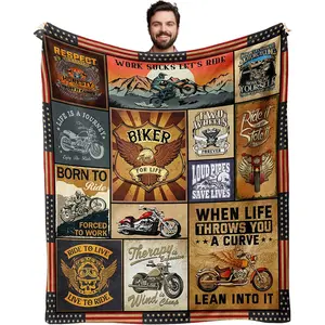 Motorcycle Blanket, Motorcycle Gifts for Men/Women, Best Gifts for Motorcycle Riders/Lovers Men Riding Blanket for Couch Sofa Bed Super Soft Plush Throw Blanket 60"x50"