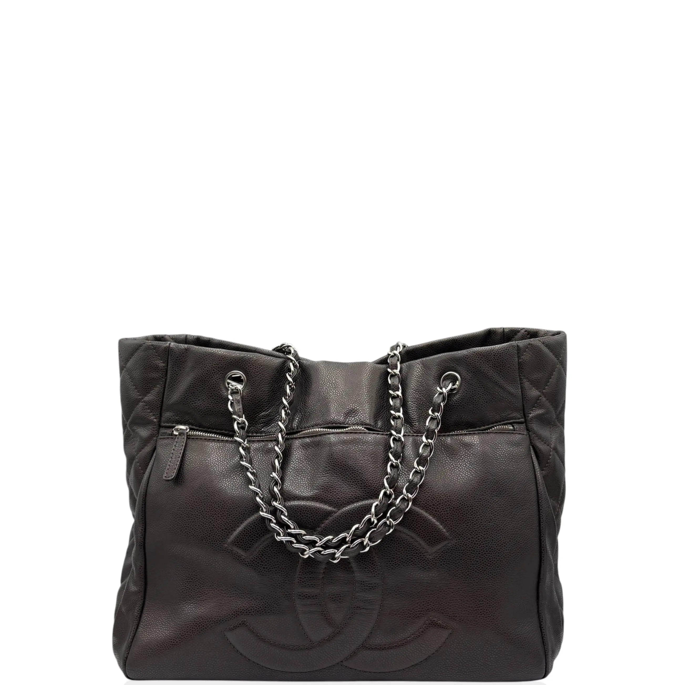 Pre-owned CHANEL Leather tote bags Tote Bag Shiny Caviar Calfskin Dark Brown (hs042126e2)