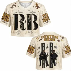 Fashion unisex R&B Tour Inspired Crop-Top FootballJersey mixed mesh, Hip Hop Concert Shirt, gift for true fans