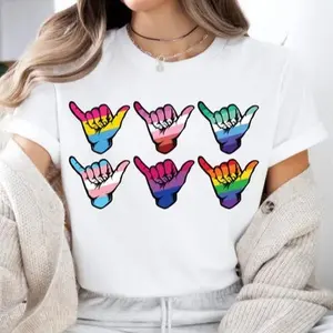 LGBTQ Aloha Shirt, Gay Pride Sweatshirt, LGBTQ Pride T-Shirt, Hawaii Pride Sweater, Queer Rainbow Shaka Sign Tee, LGBT Support Shirt
