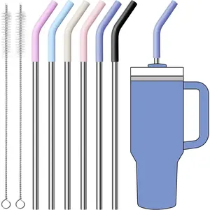 Straws for  Cup 40 oz,Metal Straws  with  Tips for 40 oz Tumbler Cup-12" Extra Long Stainless Steel Straight Drinking Straw,Cleaning Brush