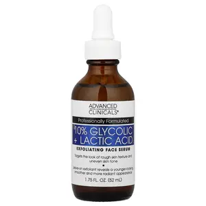 Advanced Clinicals 10% Glycolic + Lactic Acid Serum , 1.75 fl oz (52 ml)