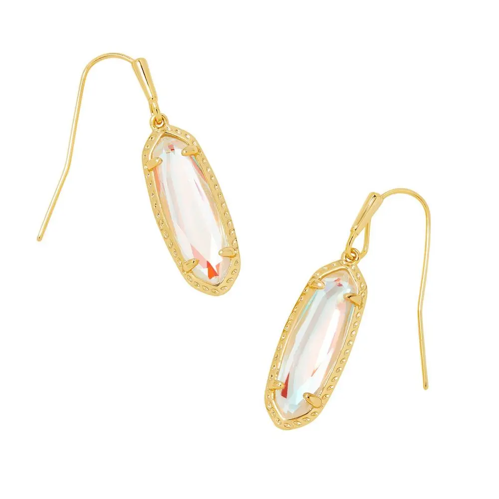 Kendra Scott Eva Dichroic Glass 14K Gold Over Brass Drop Earrings - Gold: Statement Jewelry French Wire Closure