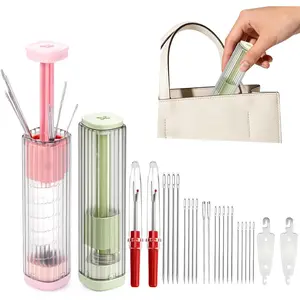 2 count   Case with Pop-up Design,Travel Sewing  Storage Holder with 5 Size Sewing ,Threaders and Seam Ripper,Portable Organizer Box for Embroidery Pin,Knitting