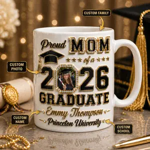Personalized Graduation Mug 2D Printed 3D Effect Custom Photo Name Coffee Cup, Premium Ceramic Keepsake for Students Graduates Class of 2026 Celebration, Unique School Graduate Gift Idea for Him Her Friends Family
