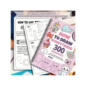 How to Draw Anything for Painting Enthusiasts - Spiral Coil Notebook, 300 Cute Step by Step Drawing of Cute Animals, Food, Gifts, etc