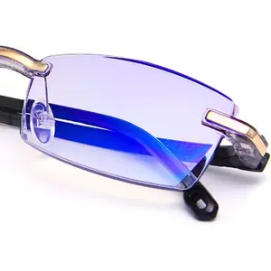 Reading Glasses Hd Anti-Blue Diamond Cut Edge Frameless Reading Glasses for mens