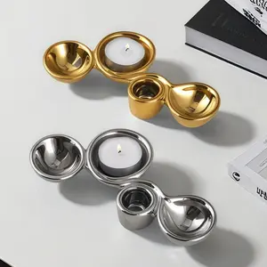 Ceramic Candle Holder, Gold Silver Luxury Taper Candle Stand, Tealight Holder, Nordic Style Home Decor for Dining Table Living Room
