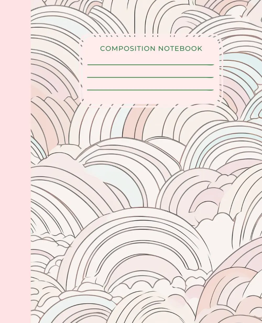 Composition Notebook: Cute Pink Rainbow Pattern ,Wide Ruled Paper, 7.5" x 9.25",110 Sheets