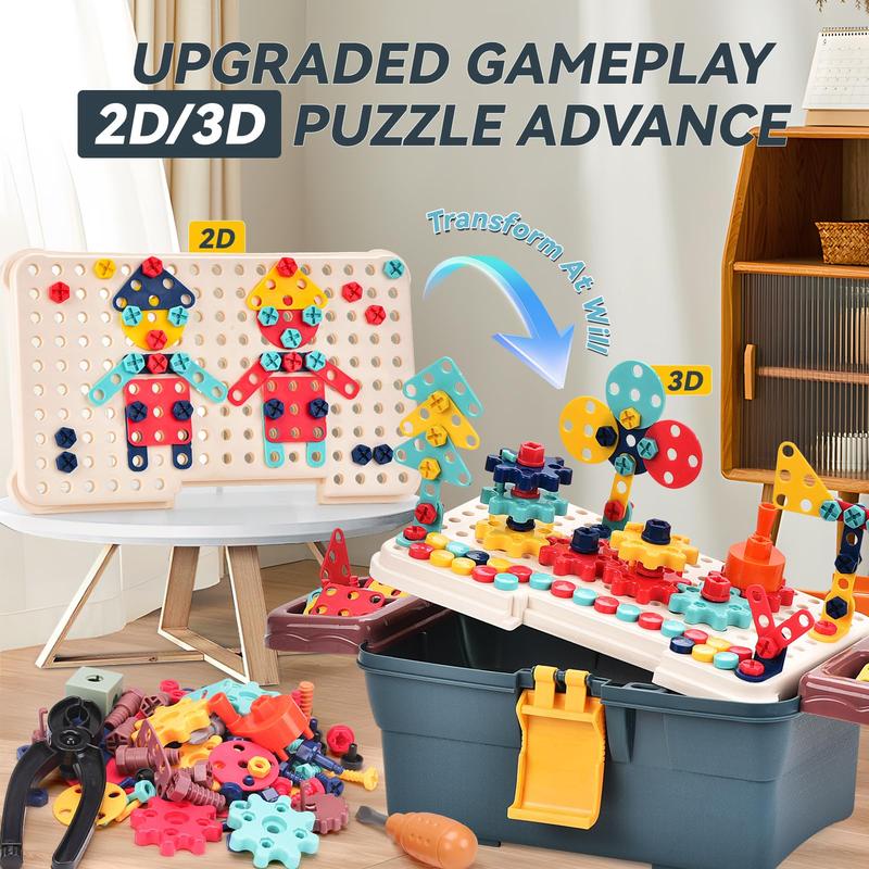 Magic Montessori Play Toolbox with Electric Drill, Kids Tool set Real, Toddler Screwdriver Toy Power Tools Box Drill and Screw kit for Boys Girls