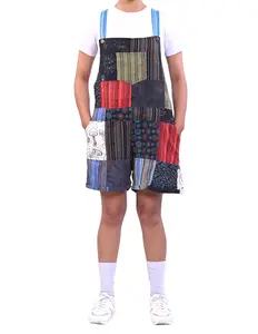 Caravan Closet Boho Printed Patchwork Hippie Short Overall