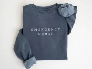 Emergency Nurse Sweatshirt, ER Nurse Sweatshirt, Hospital Sweatshirt, Registered Nurse Crewneck, ER Nurse Gift, ER Nurse Pullover Cotton Menswear