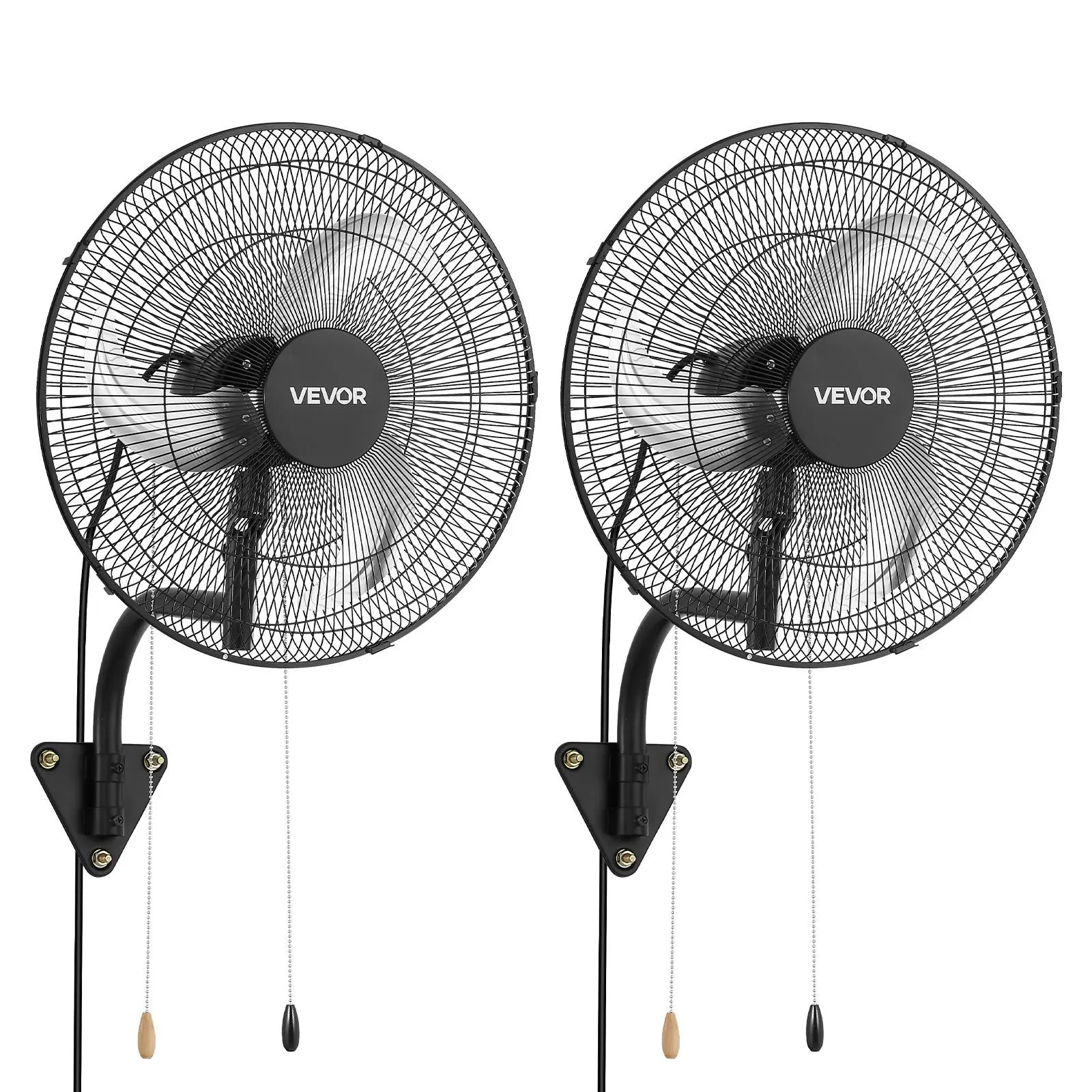【Summerfinds】VEVOR 2-Pack 18 in Auto-Oscillating Wall-Mounted Fans, 3 Speeds, Long Airflow Distance, Adjustable Rotation Angle, Mechanical Powerful Industrial Fans for Garage, Workshop, Industrial Wall-Mounted Fans