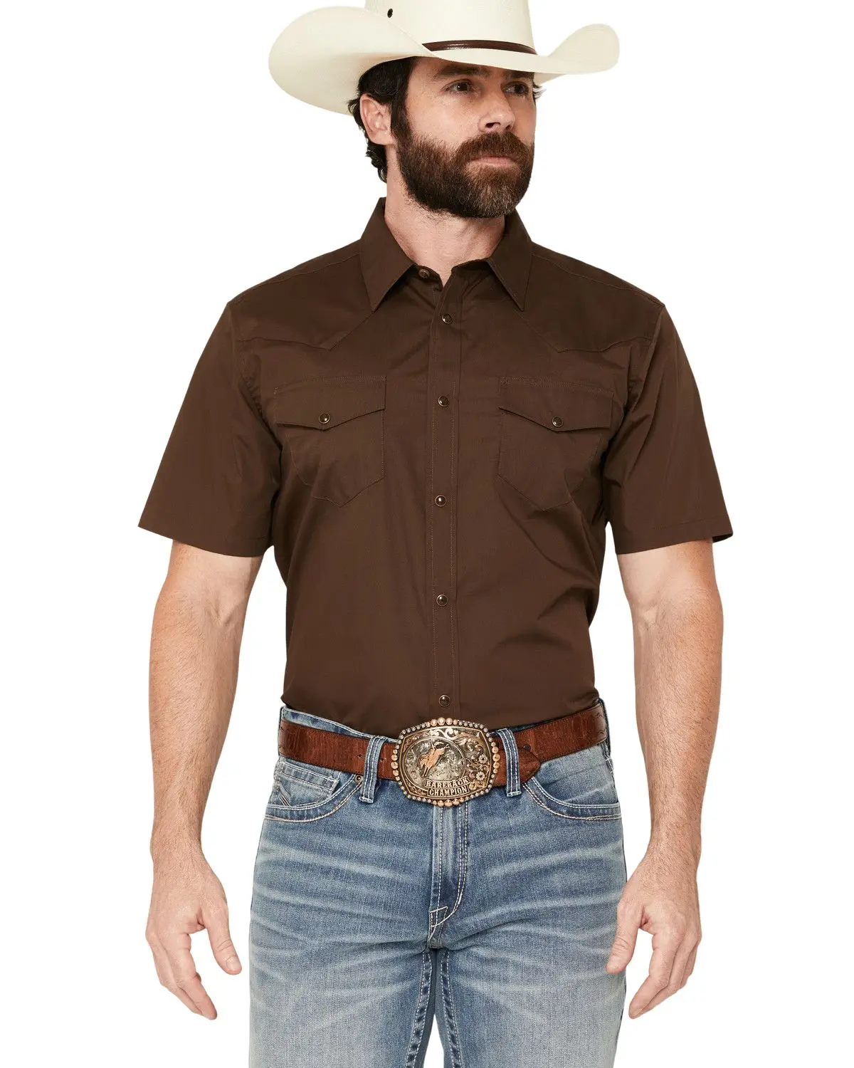 Gibson Trading Co Men's Men'S Solid Short Sleeve Snap Western Shirt - Gmba17w103-Dkbn