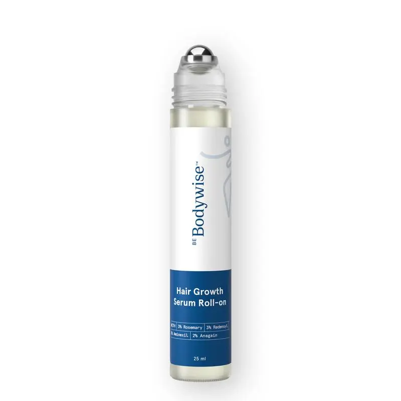 Be Bodywise Advanced Hair Growth Roll-On Serum | 3% Rosemary | 2% Aminexil | 3% Redensy l 2% Anagain | Precision Scalp Applicator | Paraben & Sulphate Free | Non oily and mess free