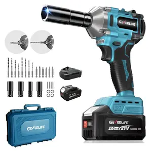 3-In-1 High Torque Impact Gun,450N.m/332Ft-lbs Brushless Cordless Impact Wrench,1/2" Cordless Impact Gun with 4.0Ah Battery & 6 Sockets, Electric Impact Driver for Car/DIY Furniture/Automotive,