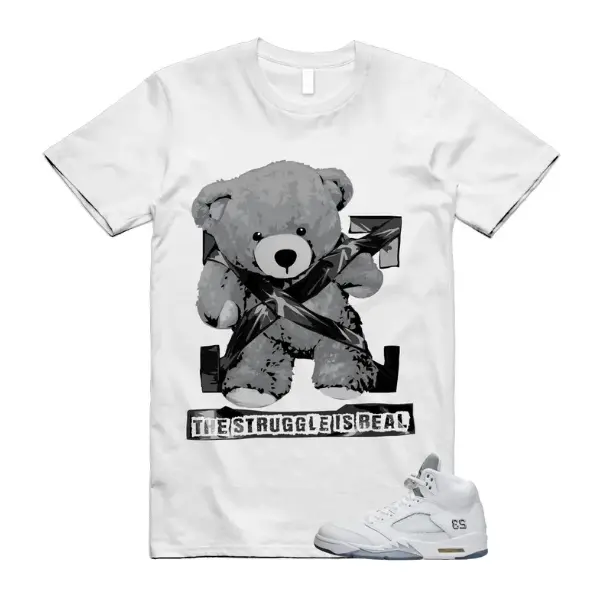 White Metallic Silver Black Matching Sneaker, 5 White Metallic Silver Shirt, Unisex Cotton Graphic T-Shirt for Sneaker Lovers