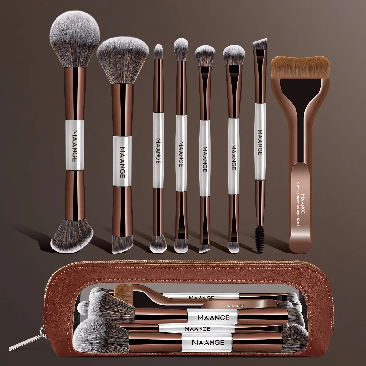 Maange 8-Piece Professional Makeup Brush Set, Synthetic Makeup Brushes, Cosmetic Brushes, Includes Foundation, Blush, Powder, Eyeshadow, Mascara, Brow, Highlighter, Concealer Brushes, Gift for Women