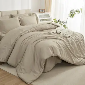 Comforter King Size Khaki - 7 a Bag King Comforter Sets, Plain Lightweight with Comforter,, Pillowcases  Shams