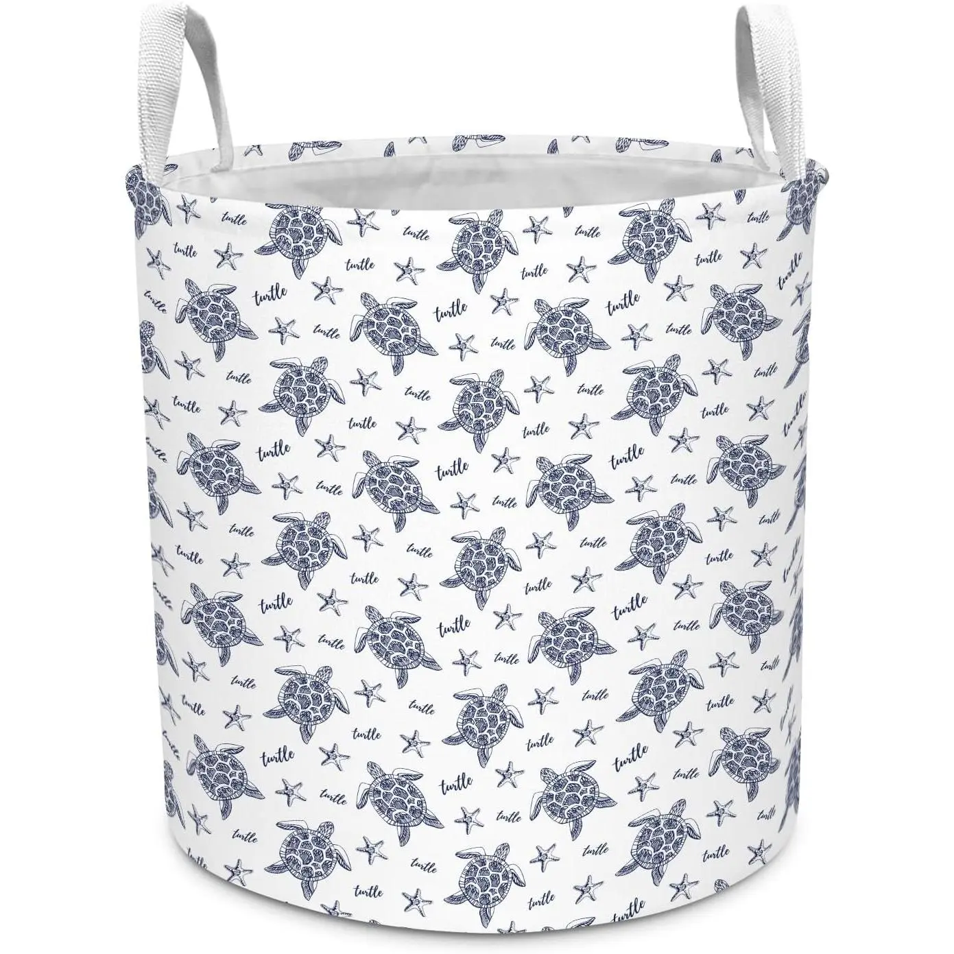 Sea Turtle Laundry Basket, Cute Collapsible Baby Hamper with Handles Waterproof Kids Laundry Hanper for Girls and Boys Bedroom Decor, Toy Bins for Nursery, Laundry Room, Toy Storage, 13.8"x15.8"