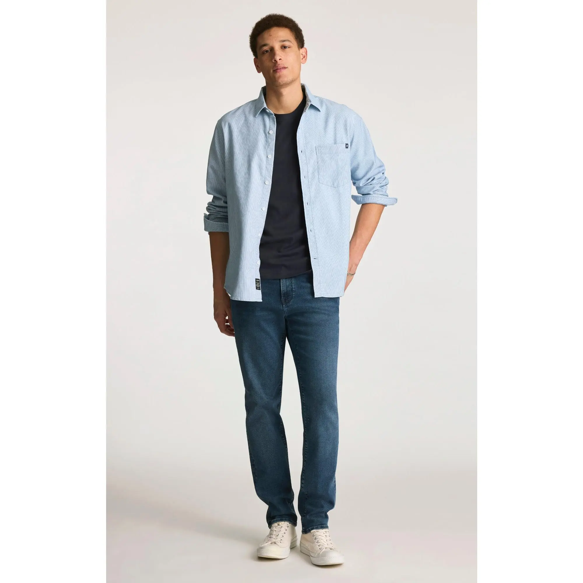 Men's Steve Athletic-Fit Ink Denim Jeans, Supermove Fabric, Tapered Menswear Bottoms