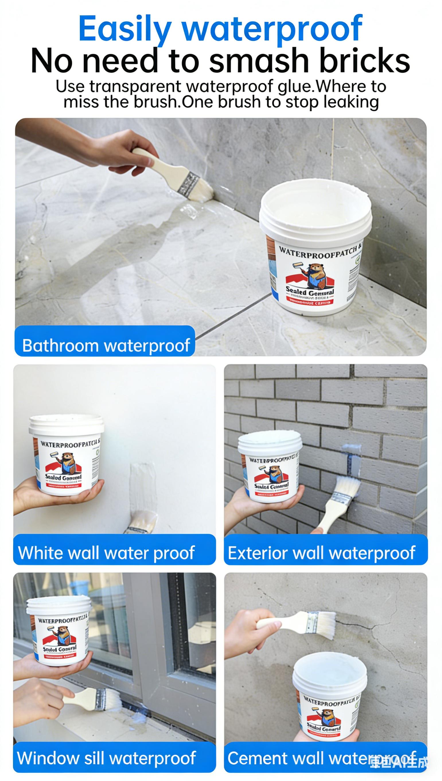 SEALD GENERAL 35oz Transparent Waterproof Coating, Invisible Waterproof Agent & Sealant for Indoor & Outdoor, Clear Leak Repair Sealing Glue 17.5oz