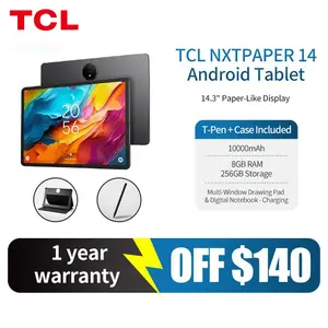 TCL NXTPAPER 14 Android Tablet, 14.3" Paper-Like Display Drawing Pad, Digital Notebook & Musician Tablet with 4096-Level Stylus & Flip Case, 8+8GB RAM, 256GB Storage, 10000mAh, Multi-Window, Gray