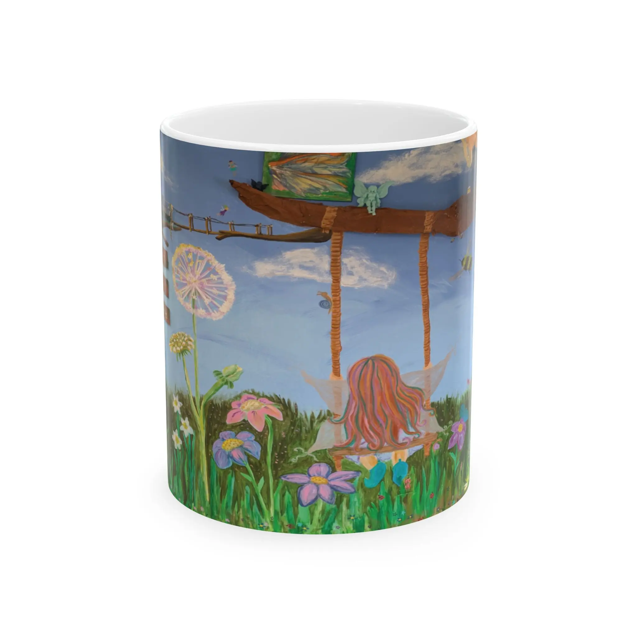 Whimsical Fairy Garden Ceramic Mug - Enchanted Nature Coffee Cup, Magic Gift for Fairy Lovers, Inspirational Mug, Floral Decor