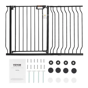 VEVOR Baby Gate,  29.5"-46.4" Extra Wide, 30" High, Dog Gate for Stairs Doorways and House, Easy Step Walk Thru Auto Close Child Gate Pet Security Gate with Pressure Mount Kit and Wall Mount Kit, Black