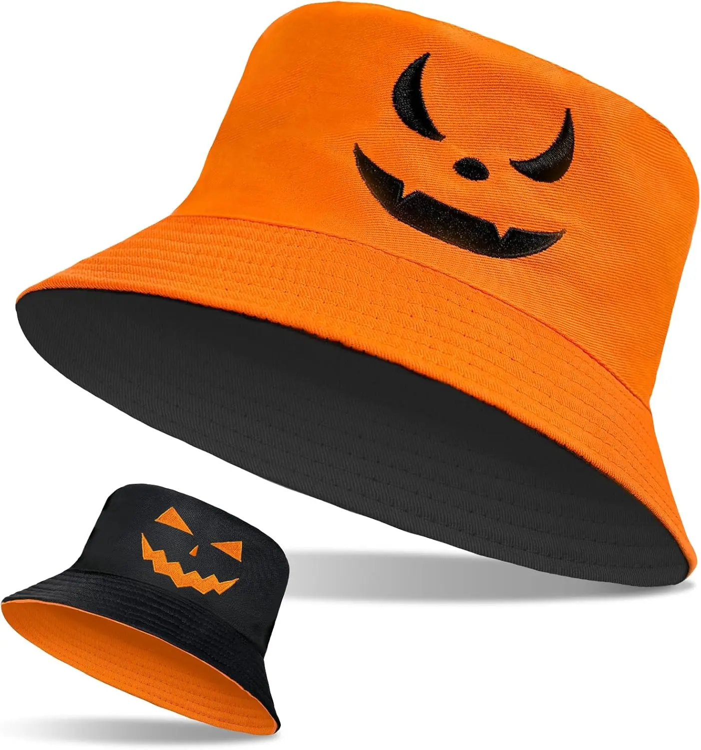 Halloween Bucket Hat for Women Men Unisex Pumpkin Hat Reversible Sun Cap Outdoor Fisherman Hat