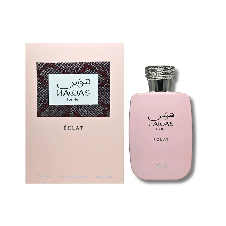 Rasasi Hawas Eclat Eau De Parfum for Women, Long-Lasting Fruity Floral Scent with Rose, Pistachio & Incense Notes, 3.38 FL.OZ, Floral Scents Perfume, Musk, Litchi, Long Lasting Scent