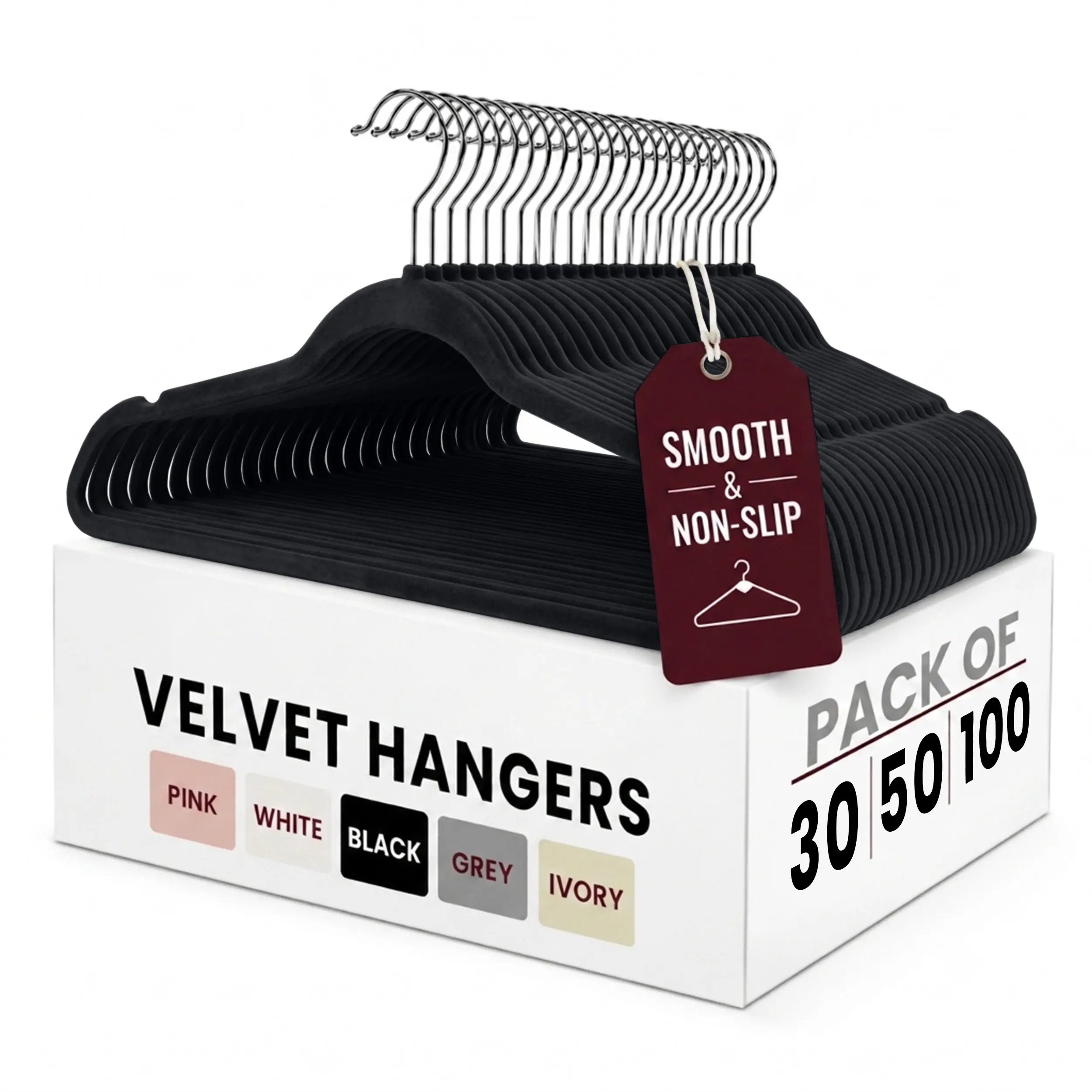 Lux Decor Velvet Hangers Pack of 30, 50 or 100 - Luxury Non-Slip Flocked Clothes Hangers with 360 Rotatable Hook- Heavy Duty Space Saving Hanging Organizer Lux Decor Velvet Hangers Pack of 30, 50 or 100 - Luxury Non-Slip Flocked Clothes Hangers with 360 Rotatable Hook- Heavy Duty Space Saving Hanging Organizer