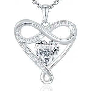 925 Sterling Silver Infinity Heart Necklace for Women, Elegant Silver Jewelry Suitable for Birthday, Anniversary, Valentine's Day, Perfect Gift for Girlfriend, Wife, Mom
