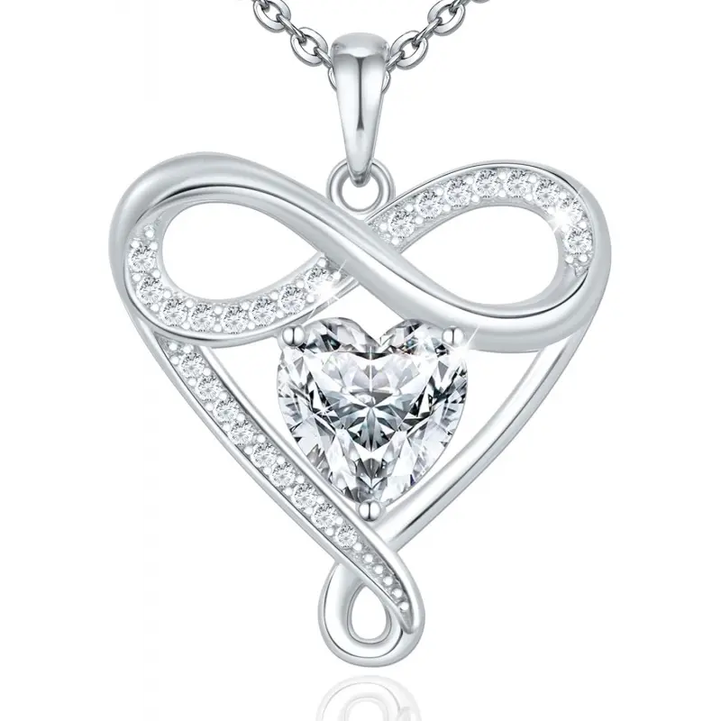 925 Sterling Silver Infinity Heart Necklace for Women, Elegant Silver Jewelry Suitable for Birthday, Anniversary, Valentine's Day, Perfect Gift for Girlfriend, Wife, Mom