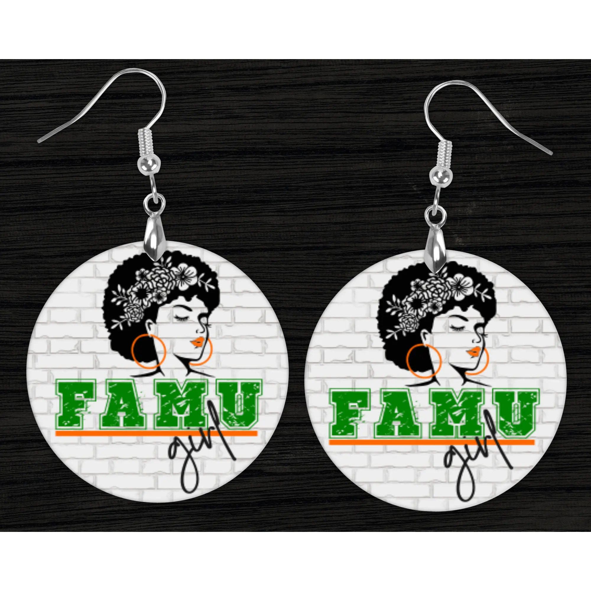 FAMU Afro Girl Earrings - Handcrafted Jewelry | HBCU | Gift for Her