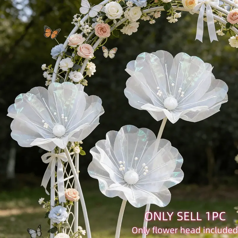 Large Iridescent Mesh Flower (Flower Head Only), 19.69 Inch Decorative Artificial Flowers, Decorative Fake Flowers, Artificial Flower Decoration, Suitable for wedding decor, window display, garden arrangement, home, festival celebration