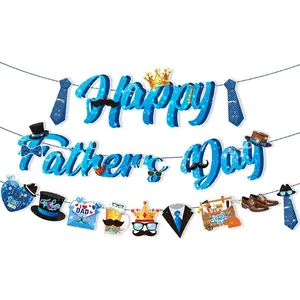1Set Father's Day Party Decoration Flag Set, Happy Father's Day Hanging Letter Flags, Home Gathering, Birthday Celebration, Ceremony Theme Party Setup, Party Decorations Banners