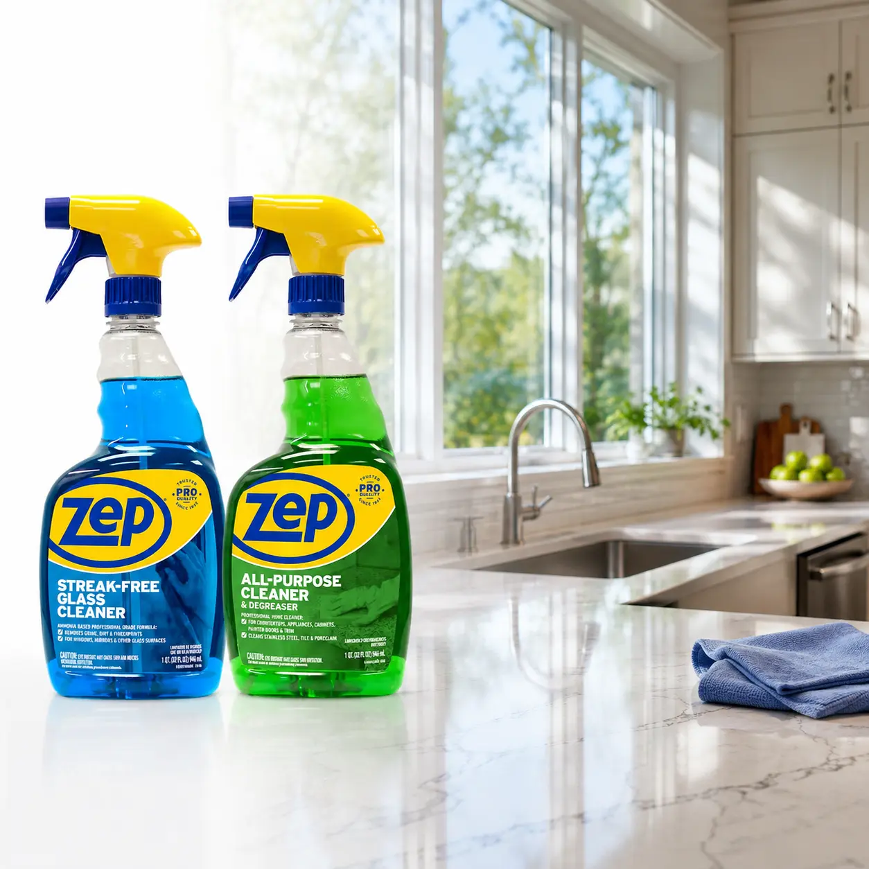 ZEP All Purpose Surface Cleaner and Glass Cleaner Kit, Professional Cleaner Kit, All-Purpose and Glass Cleaner, Ammonia Based Glass Cleaner, Ready-to-Use Pro Cleaner, Hospitality Grade Cleaner, Commercial Cleaning Kit, Degreaser and Glass Cleaner.