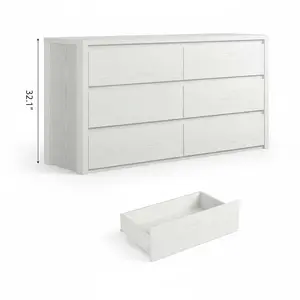 Wooden Dresser for Bedroom,47.2''Wide Chest of Drawers,6 Drawer Dresser,Handle Free Design,Storage Tower Unit,350LBS Capacity,ooden Wide Mid Century Chest of Drawers, Modern Storage Cabinet for Living Room, Hallway Entryway