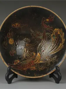 Song Dynasty  Green Glazed Phoenix Carved Bowl Decorative Antique Replica Porcelain Home Ornament