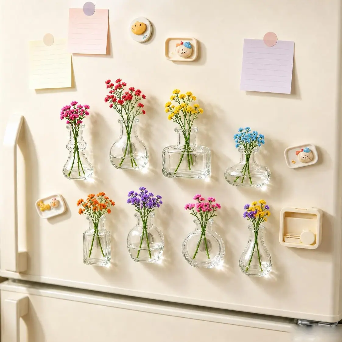 8PCS Boho Mini Glass Vase Fridge Magnets, Set of 8 Thumb Vase Magnets, DIY Dried Flower Refrigerator Decor, Minimalist Kitchen Gift, Home Decor, Housewarming