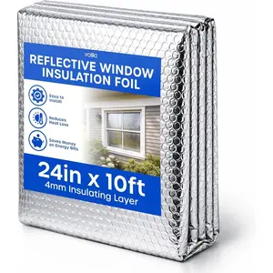 Reflective Window Insulation Foil Double Side Aluminum Foil Bubble Insulation for Windows RVs Garages Door (24in x 10ft)