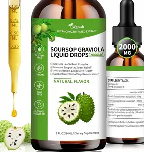Wanish Organic Soursop Graviola Liquid Drop,Sour SOP Bitters Liquid for Cell Support & Regeneration, Immune Boost, Liver and Sleep, Herbal Goodness, Sugar/Gluten Free, Natural Flavor, 2 Fl Oz