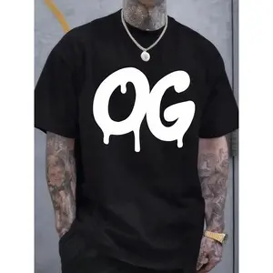 Men's Plus Size Vintage OG Logo Graphic Cotton T-Shirt - Lightweight Short Sleeve Crew Neck, Breathable Big & Tall Casual Shirt for Gym, Travel & Casual Attire - Black/White Retro Print (Ideal Gift for Christmas/Black Friday), PLUS SIZE